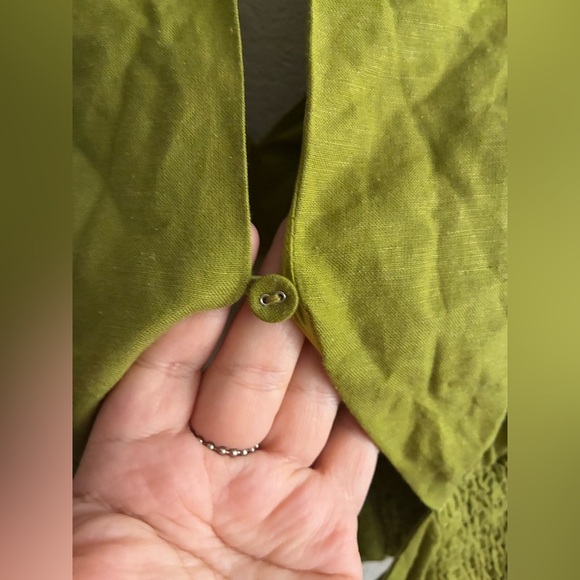 Sovere Women’s Green Bell Sleeve Wrap Linen Blend Top S - Picture 7 of 14
